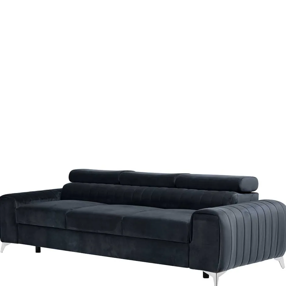 Wohnen Design-Schlafsofa in Blauschwarz Samt - Harvests