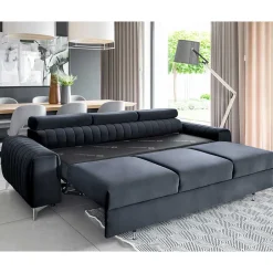 Wohnen Design-Schlafsofa in Blauschwarz Samt - Harvests