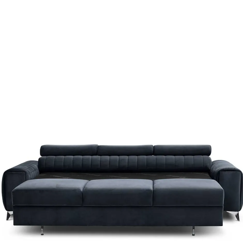 Wohnen Design-Schlafsofa in Blauschwarz Samt - Harvests