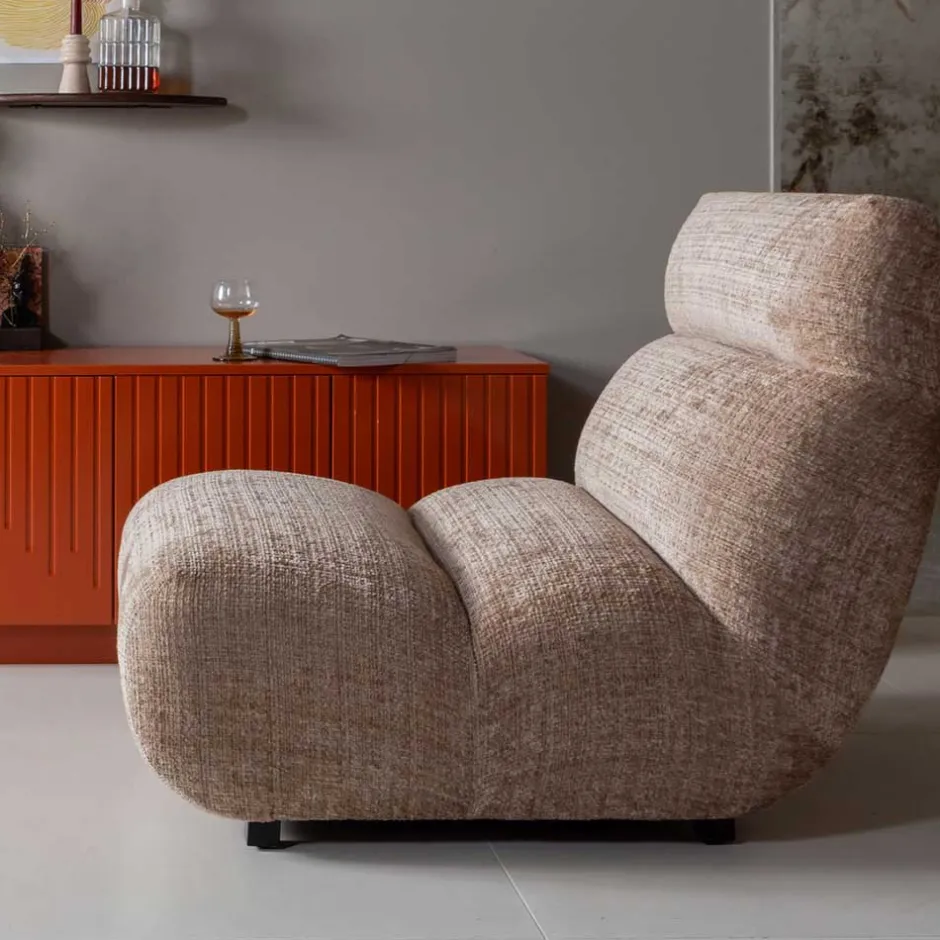 Wohnen Designsessel in Hellbraun Chenille - Glacita