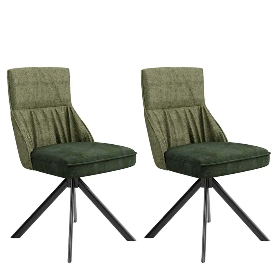 Wohnen Designstuhl in Grün Material Mix - Hollabrunn (2er Set)