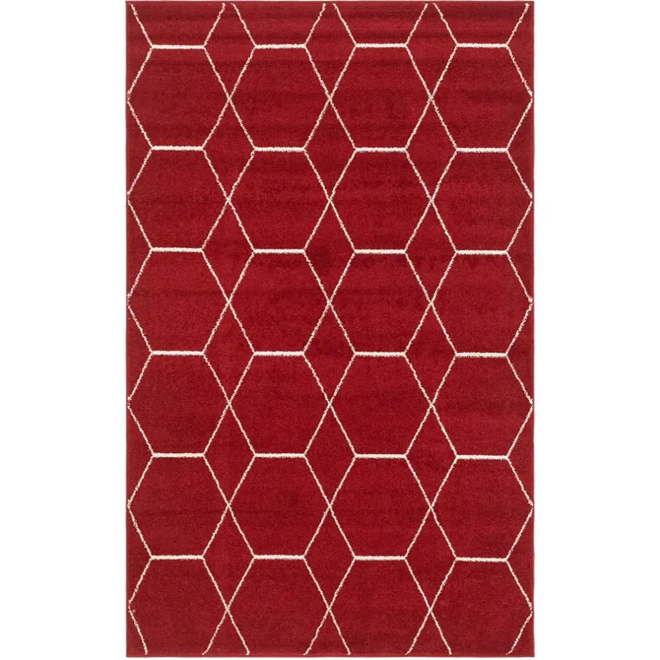 Wohnen Designteppich in Rot und Creme - Kermita