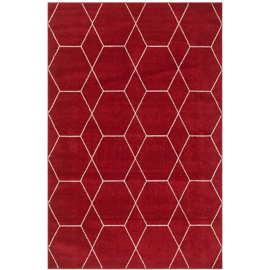 Wohnen Designteppich in Rot und Creme - Kermita