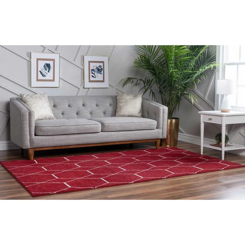 Wohnen Designteppich in Rot und Creme - Kermita