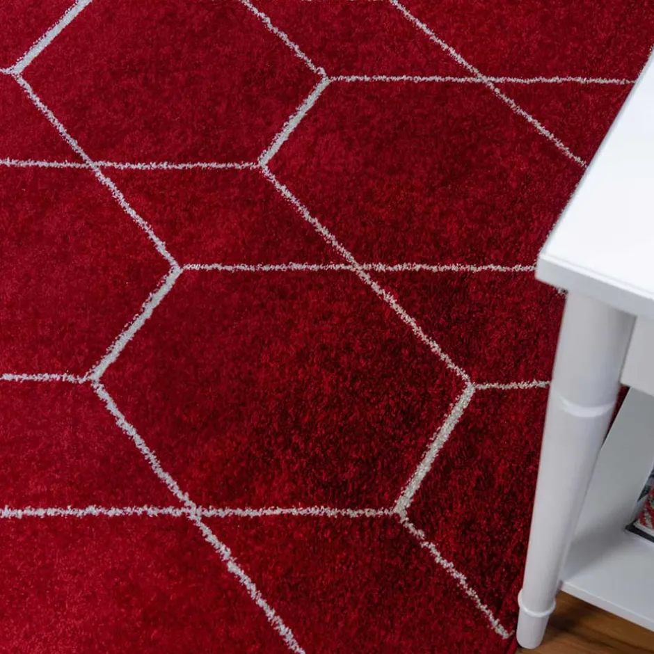 Wohnen Designteppich in Rot und Creme - Kermita