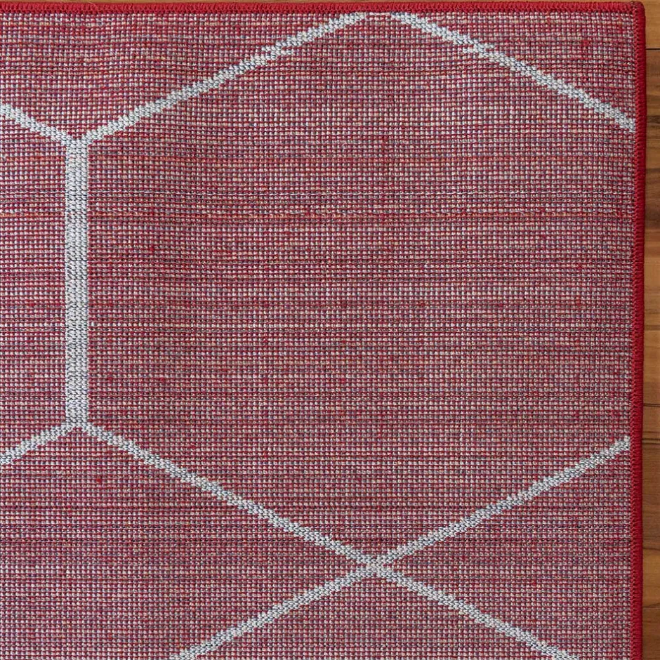 Wohnen Designteppich in Rot und Creme - Kermita