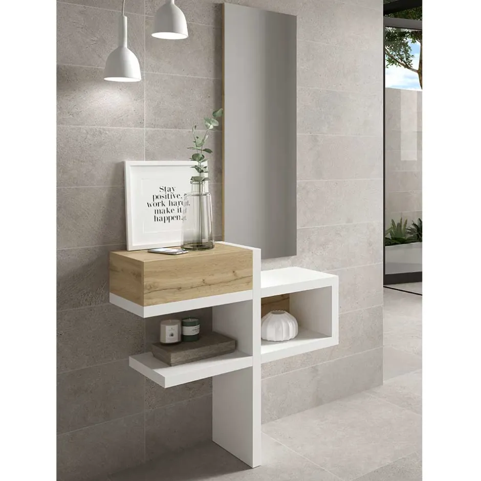 Dielen Möbel & Spiegel in Weiß & Wildeiche - Polaris (zweiteilig)^Wohnen Hot