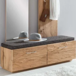 Dielenbank mit 2 Klappen Macusos mit Balkeneiche Furnier^Wohnen Outlet