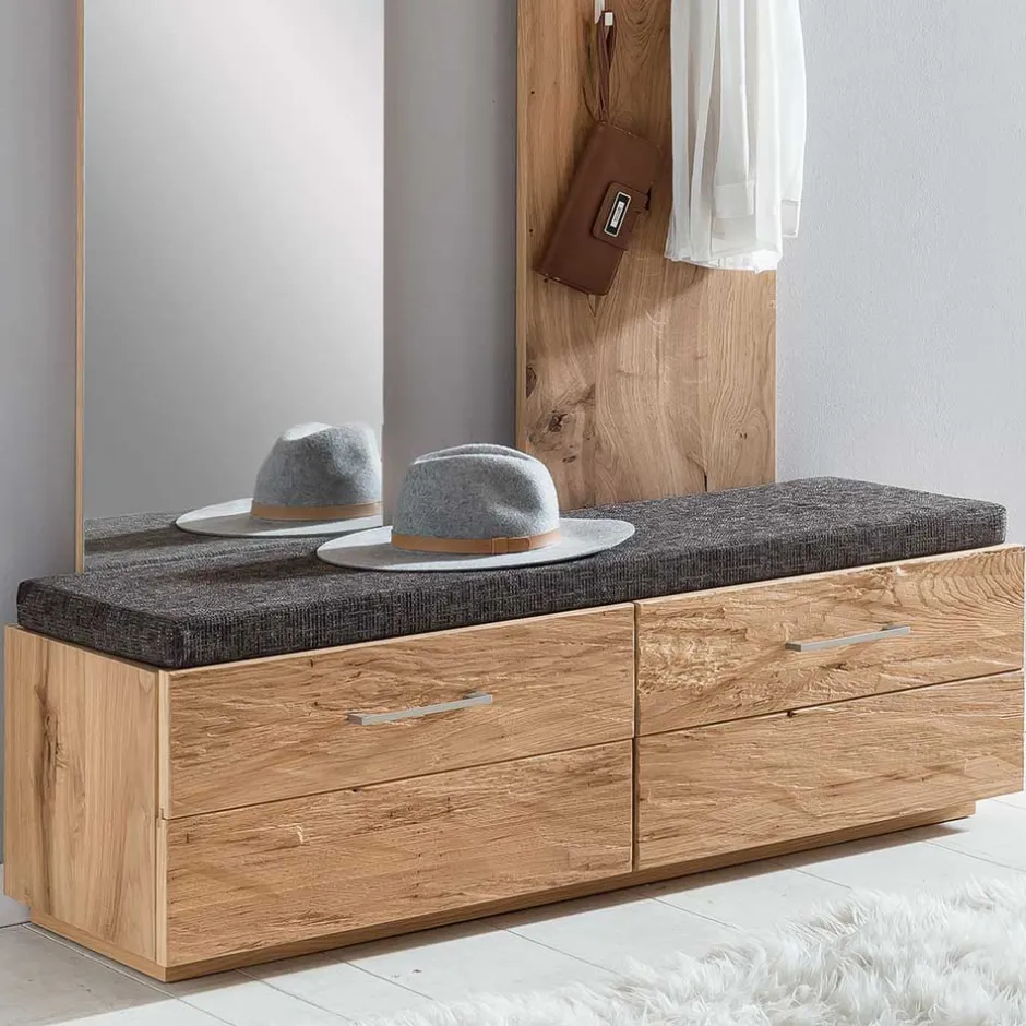 Dielenbank mit 2 Klappen Macusos mit Balkeneiche Furnier^Wohnen Outlet