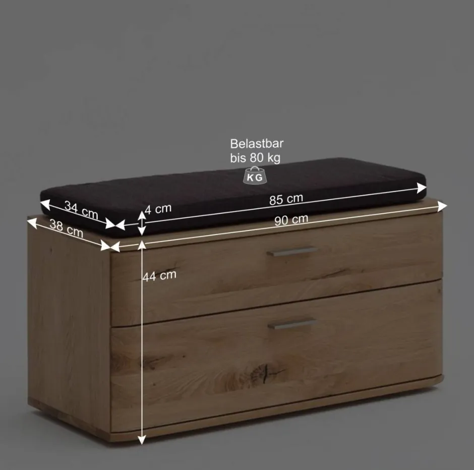 Dielenbank mit zwei Schubladen - Mabasa^Wohnen Outlet