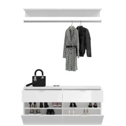 Wohnen Dielenmöbel Kombi Block in Weiß HG - Ejulia (dreiteilig)