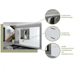 Wohnen Dielenmöbel Kombi Block in Weiß HG - Ejulia (dreiteilig)