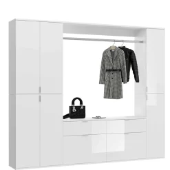 Wohnen Dielenmöbel Kombi Block in Weiß HG - Ejulia (dreiteilig)