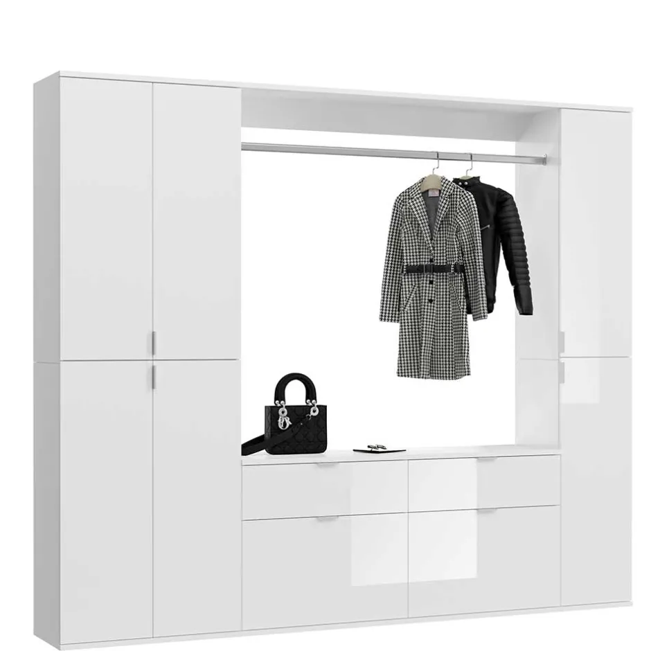 Wohnen Dielenmöbel Kombi Block in Weiß HG - Ejulia (dreiteilig)