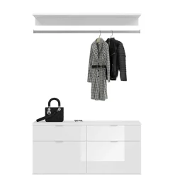 Wohnen Dielenmöbel Kombi Block in Weiß HG - Ejulia (dreiteilig)