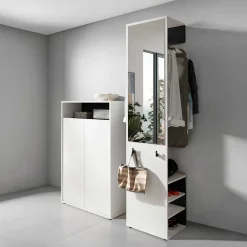 Wohnen Dielenmöbel Set in Weiß mit Schwarz - Carcoar (zweiteilig)