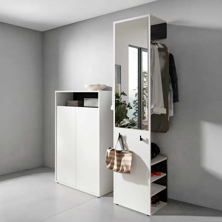 Wohnen Dielenmöbel Set in Weiß mit Schwarz - Carcoar (zweiteilig)