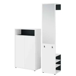 Wohnen Dielenmöbel Set in Weiß mit Schwarz - Carcoar (zweiteilig)