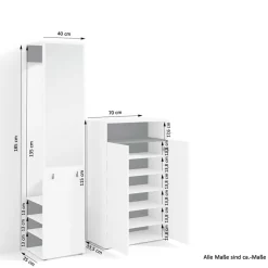 Wohnen Dielenmöbel Set in Weiß mit Schwarz - Carcoar (zweiteilig)