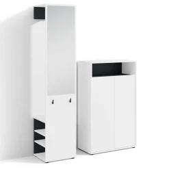 Wohnen Dielenmöbel Set in Weiß mit Schwarz - Carcoar (zweiteilig)