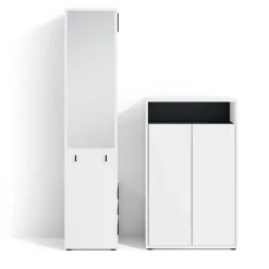 Wohnen Dielenmöbel Set in Weiß mit Schwarz - Carcoar (zweiteilig)