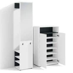 Wohnen Dielenmöbel Set in Weiß mit Schwarz - Carcoar (zweiteilig)