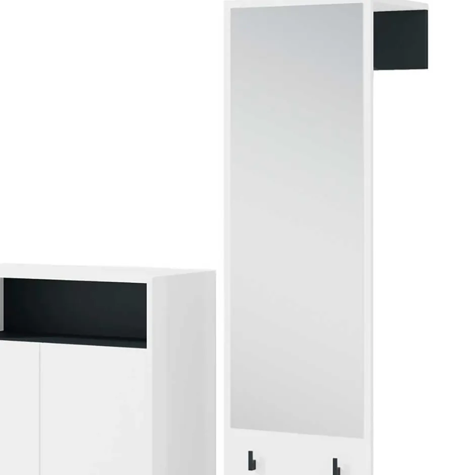 Wohnen Dielenmöbel Set in Weiß mit Schwarz - Carcoar (zweiteilig)
