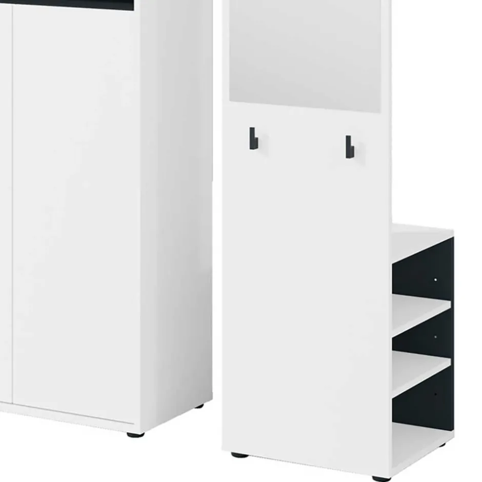 Wohnen Dielenmöbel Set in Weiß mit Schwarz - Carcoar (zweiteilig)