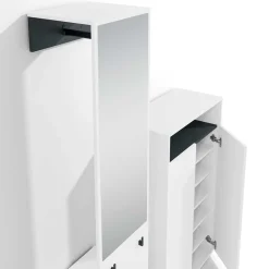 Wohnen Dielenmöbel Set in Weiß mit Schwarz - Carcoar (zweiteilig)