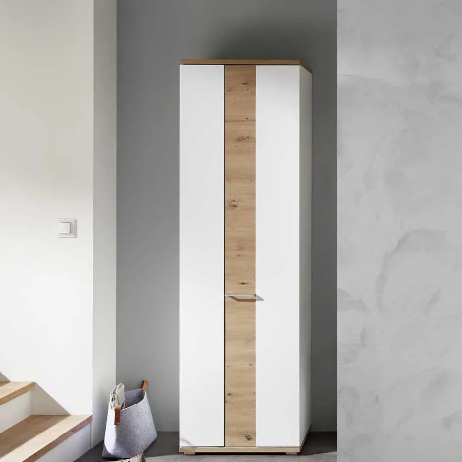 Wohnen Dielenschrank in Weiß & Wildeiche - 2-türig - Symbrosia