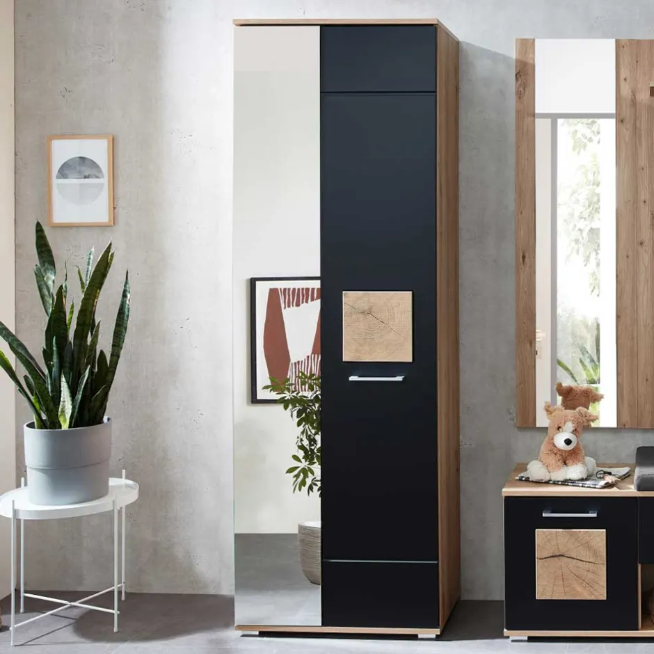 Wohnen Dielenschrank mit Spiegel - 65x195x38 - Zelio