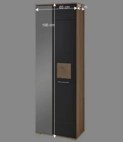 Wohnen Dielenschrank mit Spiegel - 65x195x38 - Zelio