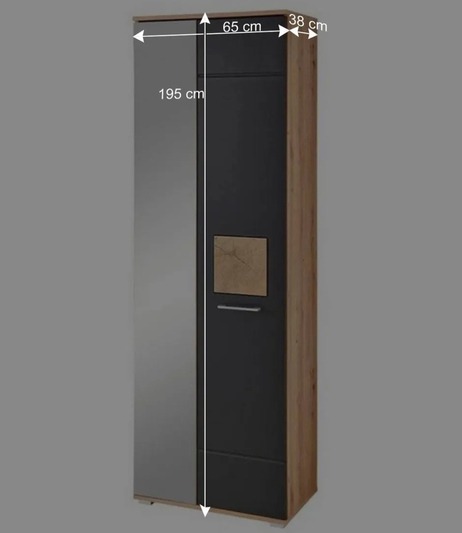 Wohnen Dielenschrank mit Spiegel - 65x195x38 - Zelio