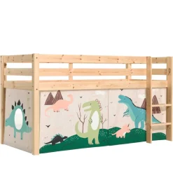 Dinosaurier Hochbett aus Kiefer Natur - Leeward^Wohnen Discount