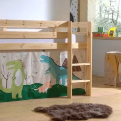 Dinosaurier Hochbett aus Kiefer Natur - Leeward^Wohnen Discount