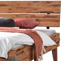 Doppelbett aus Akazie mit Antik Finish - Caleena^Wohnen Clearance