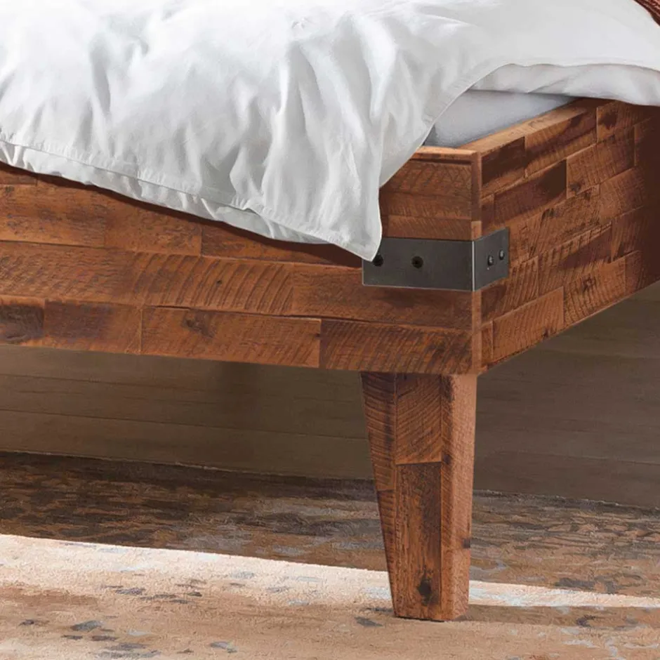 Doppelbett aus Akazie mit Antik Finish - Caleena^Wohnen Clearance