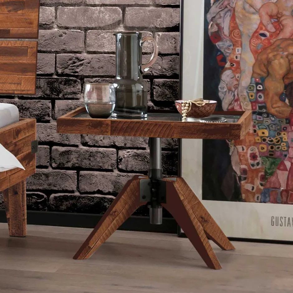 Doppelbett aus Akazie mit Antik Finish - Caleena^Wohnen Clearance