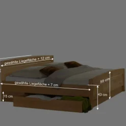 Doppelbett Bordeaux aus Erle Teilmassiv^Wohnen Outlet