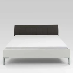 Wohnen Doppelbett Elburg mit Polsterkopfteil in Grau Braun