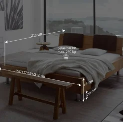 Doppelbett in Balkenoptik Chicola aus Wildeiche Massivholz^Wohnen Online