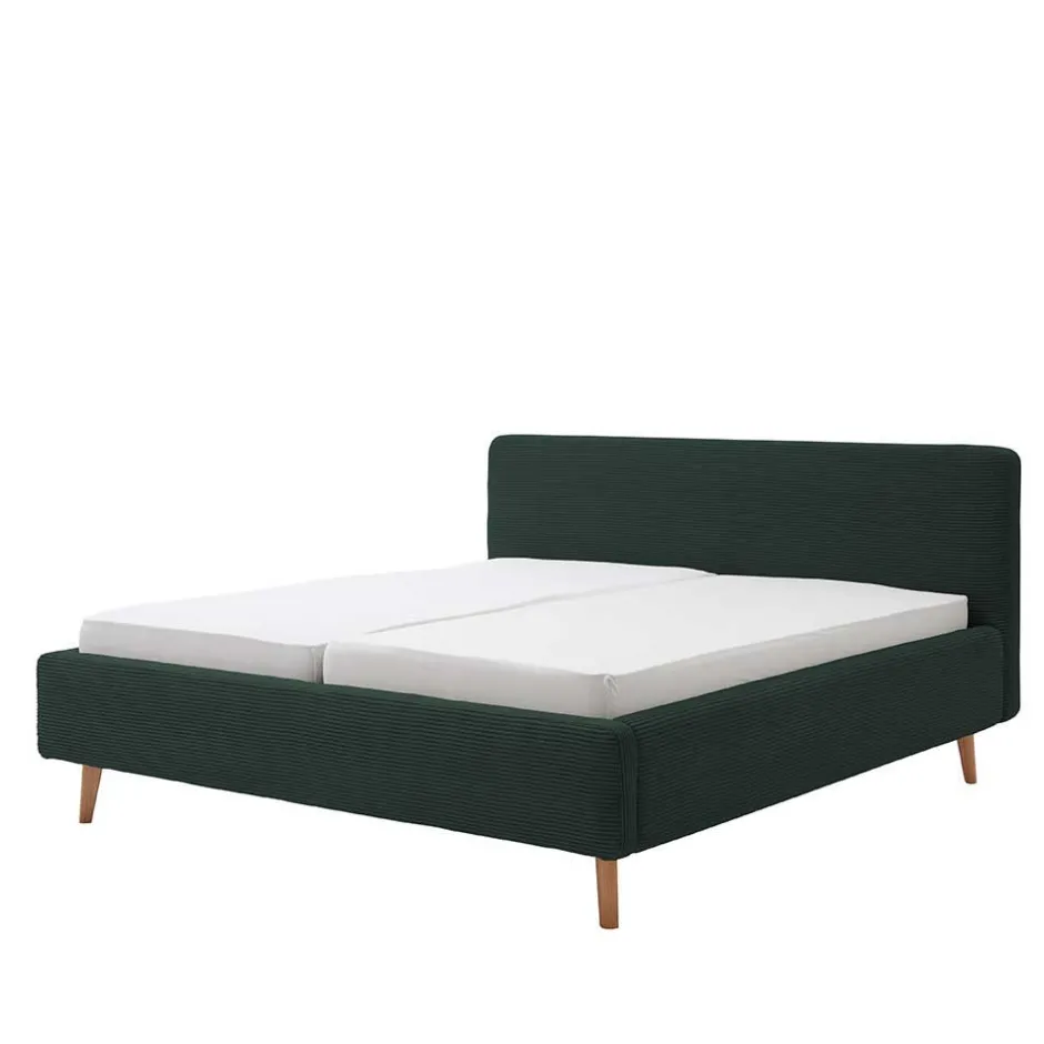 Wohnen Doppelbett in Dunkelgrün Cord - Topra