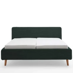 Wohnen Doppelbett in Dunkelgrün Cord - Topra
