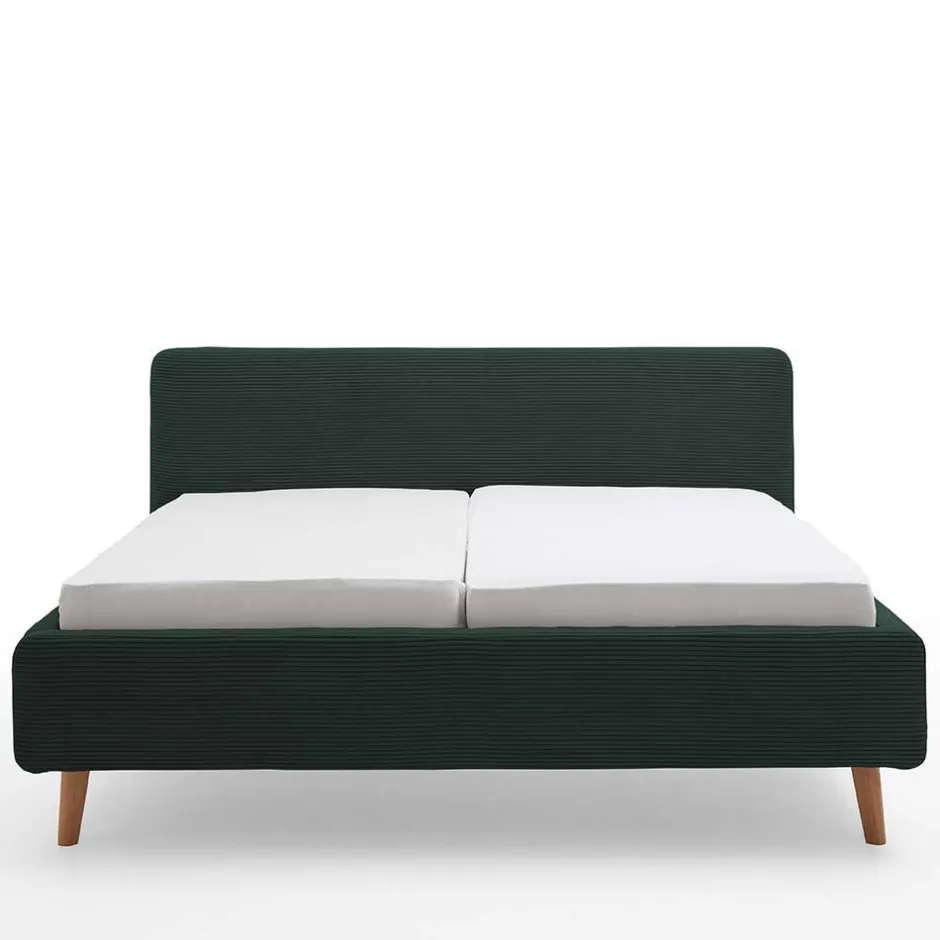 Wohnen Doppelbett in Dunkelgrün Cord - Topra