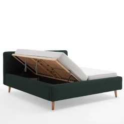 Wohnen Doppelbett in Dunkelgrün Cord - Topra