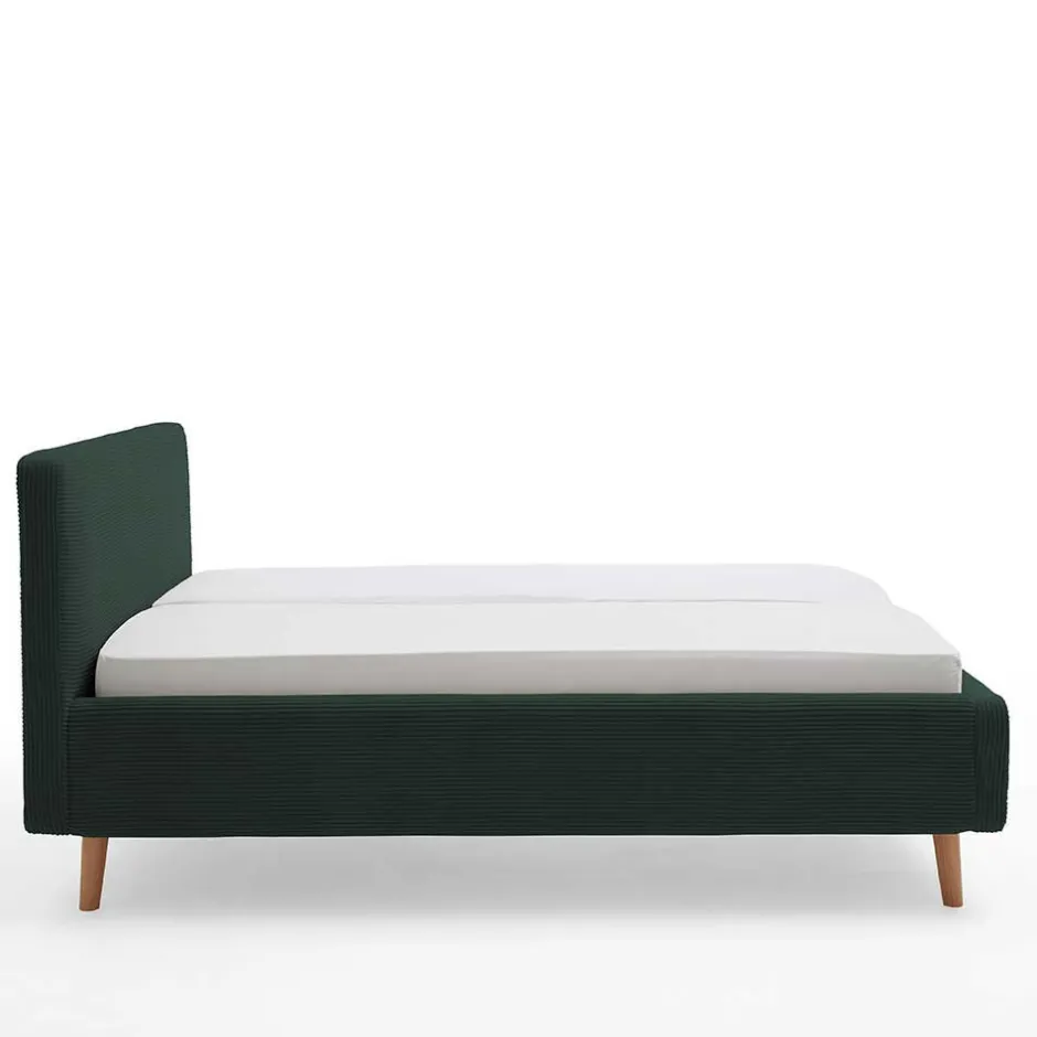 Wohnen Doppelbett in Dunkelgrün Cord - Topra
