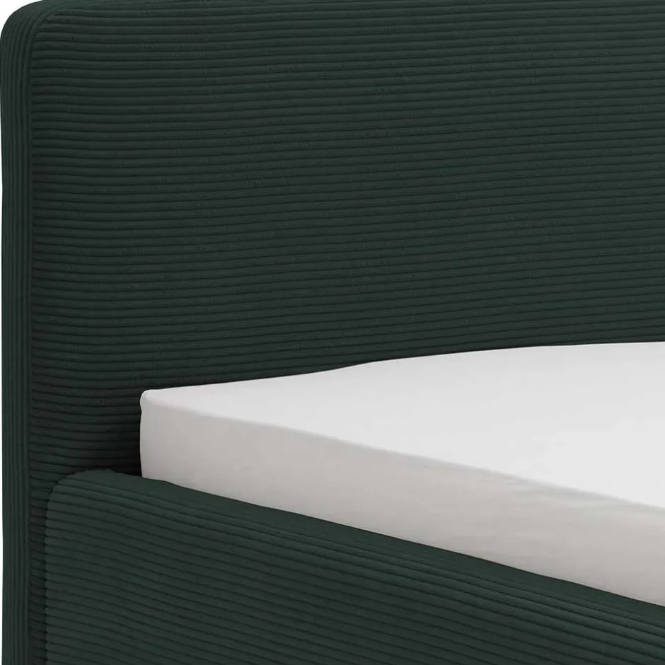 Wohnen Doppelbett in Dunkelgrün Cord - Topra