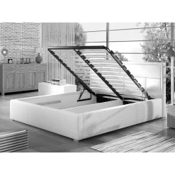 Wohnen Doppelbett mit braunem Webstoffbezug - Selami