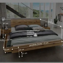 Wohnen Doppelbett mit Nachtkonsolen Set - Aryvano (dreiteilig)
