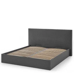 Wohnen Doppelbett mit Stauraum in Anthrazit Stoff - Clarford